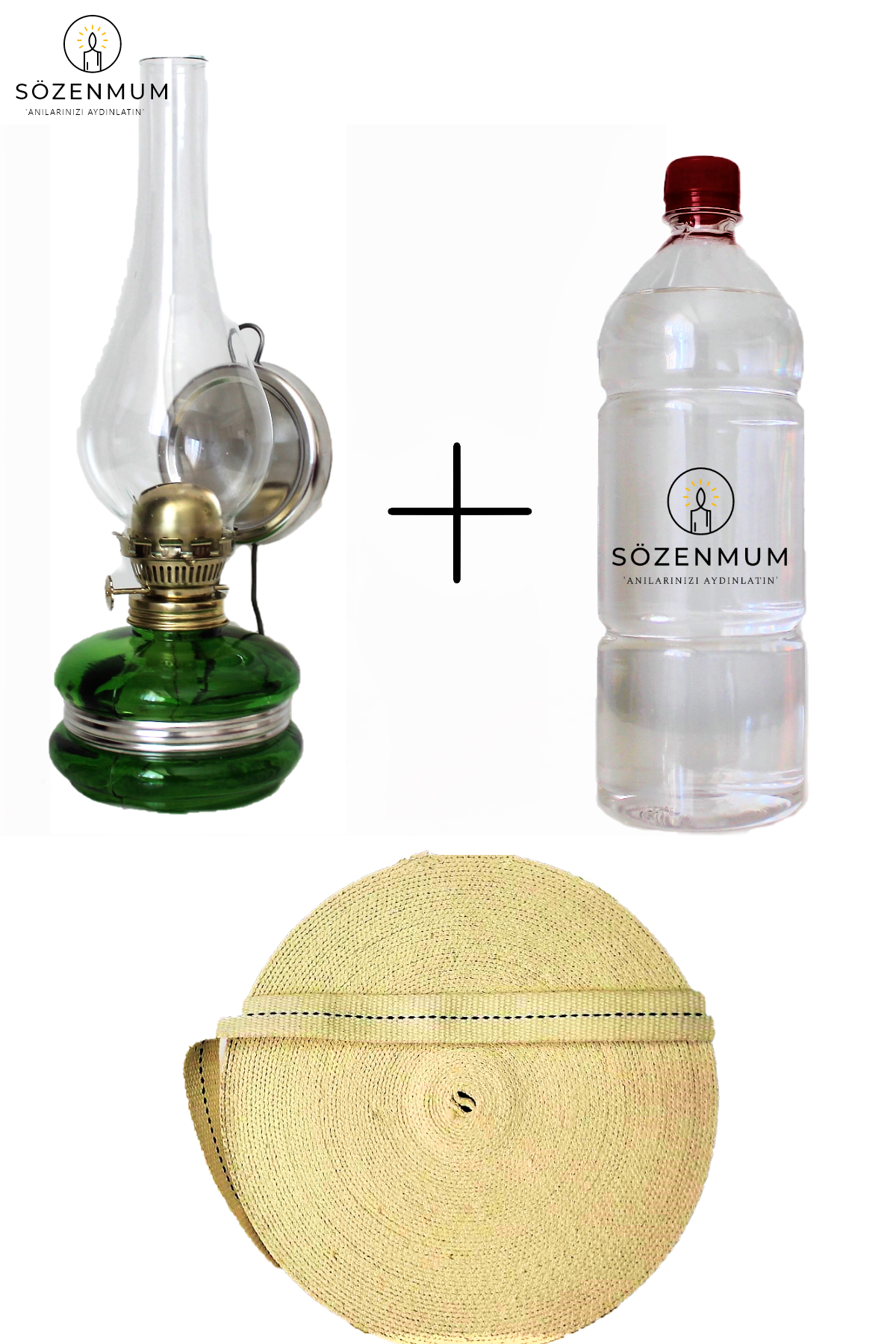 Yeşil Nostalji Gaz Lambası + 500 Ml Yakıt + 1 Metre Fitil