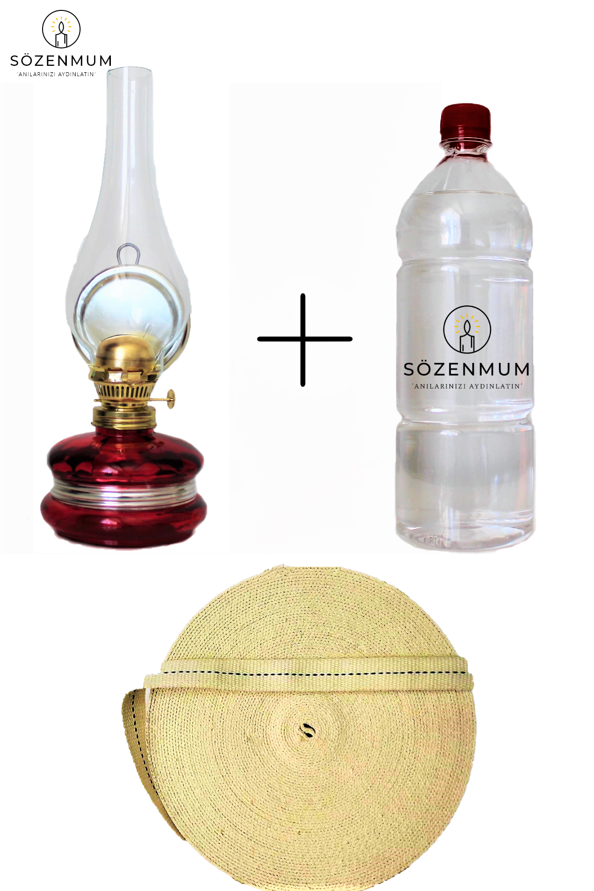 Kırmızı Nostalji Gaz Lambası + 500 Ml Yakıt + 1 Metre Fitil