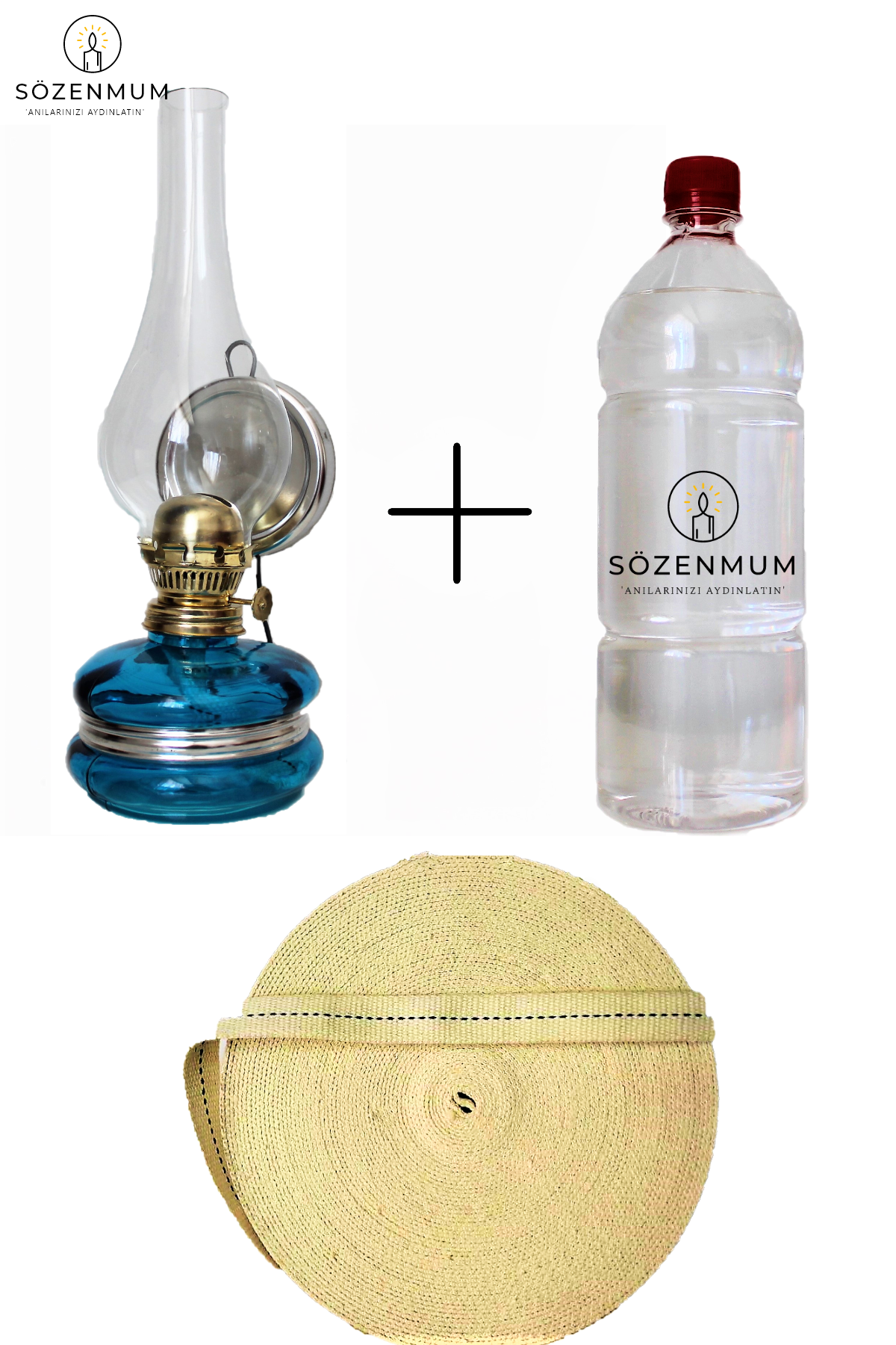 Mavi Nostalji Gaz Lambası + 500 Ml Yakıt + 1 Metre Fitil