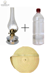 Şeffaf Nostalji Gaz Lambası + 500 Ml Yakıt + 1 Metre Fitil